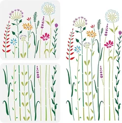 2Pcs Wildflower Stencils, 12x12inch Tall Flower Weeds Tree Plants PET Painting Templates Drawing Stencils for Scrapbooking Floor