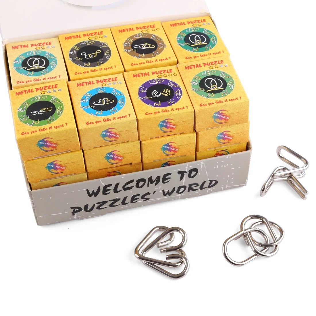 

32Pcs Classic Intelligent Metal Wire Puzzle Baffling Brain Teaser Magic Rings Game Toys for Adult Children Kids Gifts