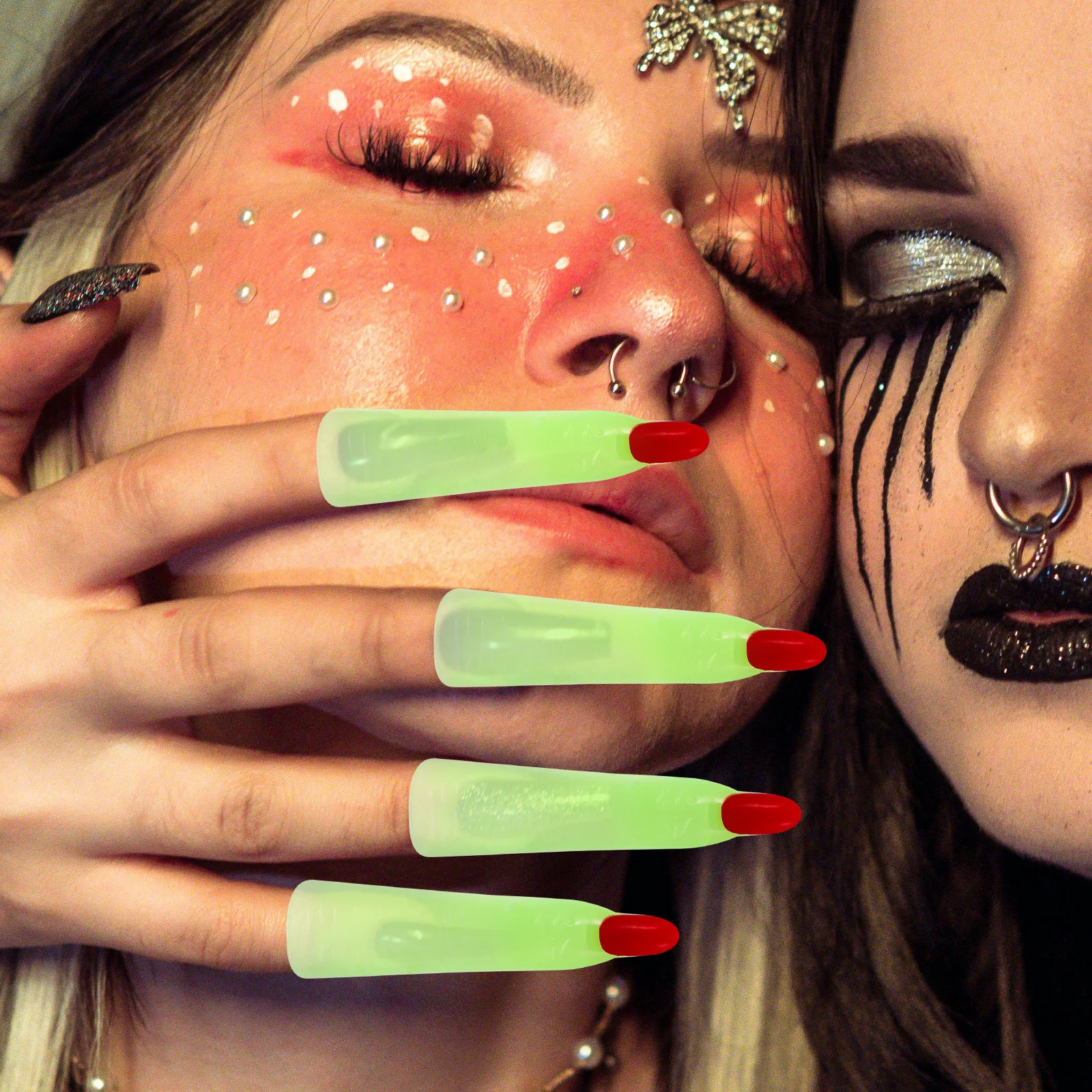 50 Stück Nacht-Fingerabdeckungen, gruselige Hexennägel, Halloween-Kostüme, gruselige Klaue, Tipps, Dekorationen, Hand, gefälschte Party-Nägel, Puppen