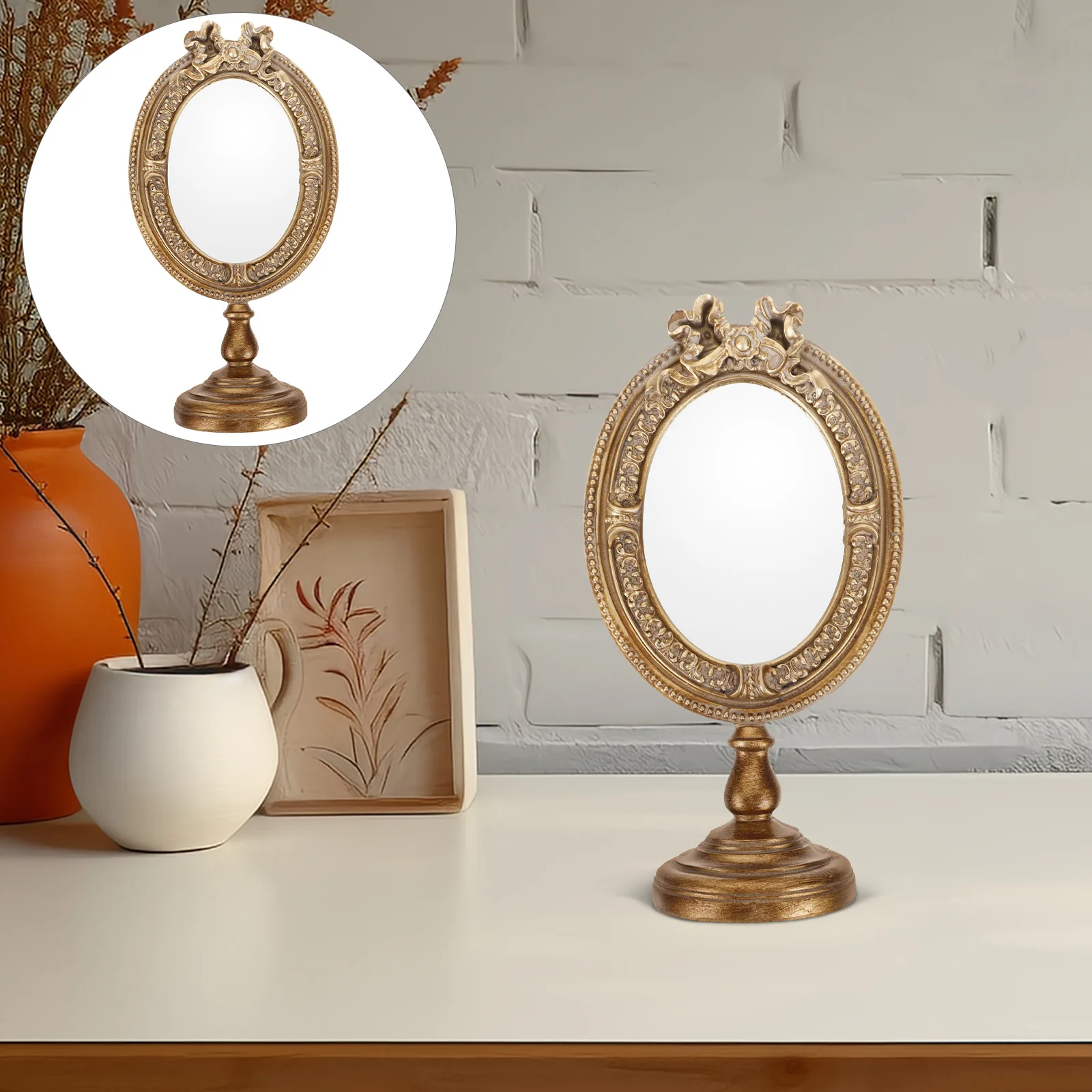 Makeup Mirror Desktop European Style Lightweight Decorative Vanity Mirror for Bedroom Table Dorm Makeup Vanities