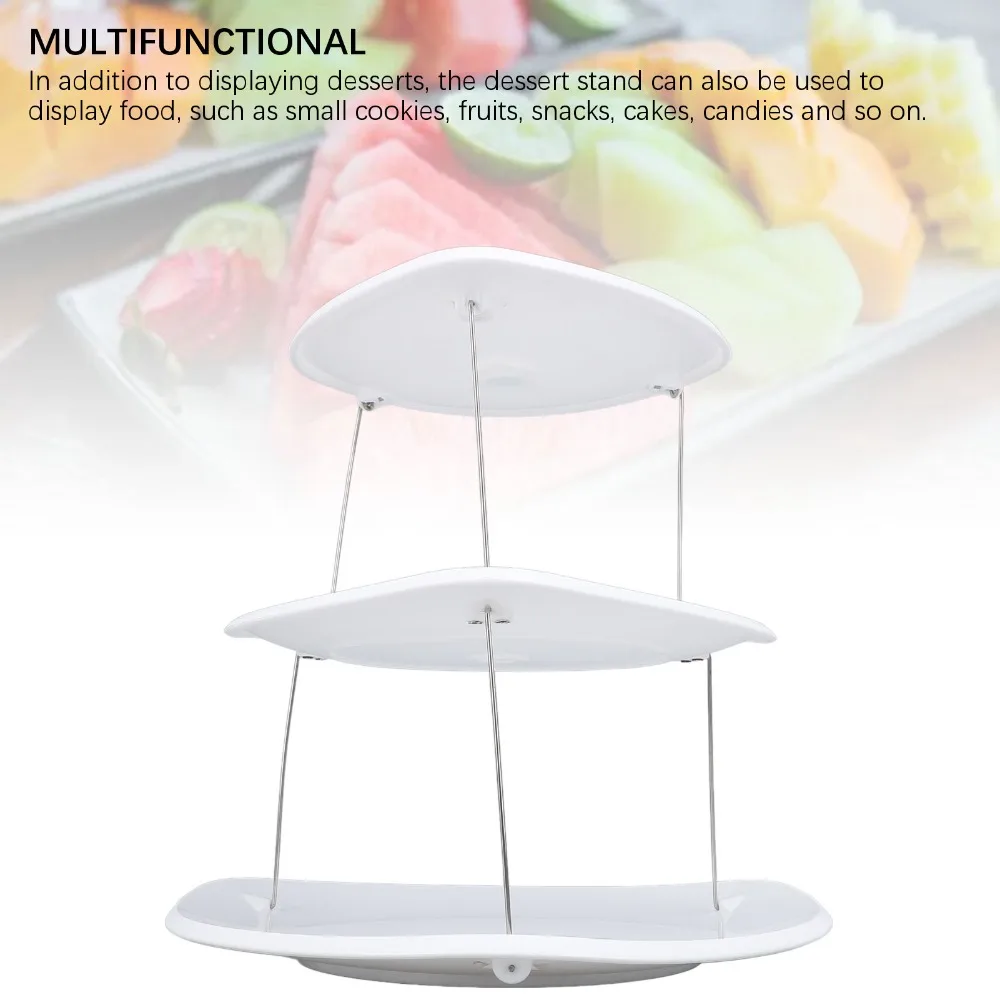 Food Grade Resin Dessert Stand Three Tier Stable Support Pole Serving Tray Detachable Tier Lightweight Cupcake Holder