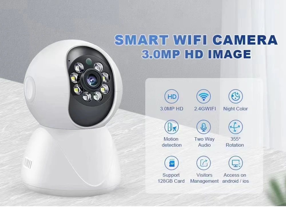 

3MP 1296P Carecam APP Dual Screen PTZ IP Camera Full Color Motion Detection Home Security CCTV Intercom Baby Monitor