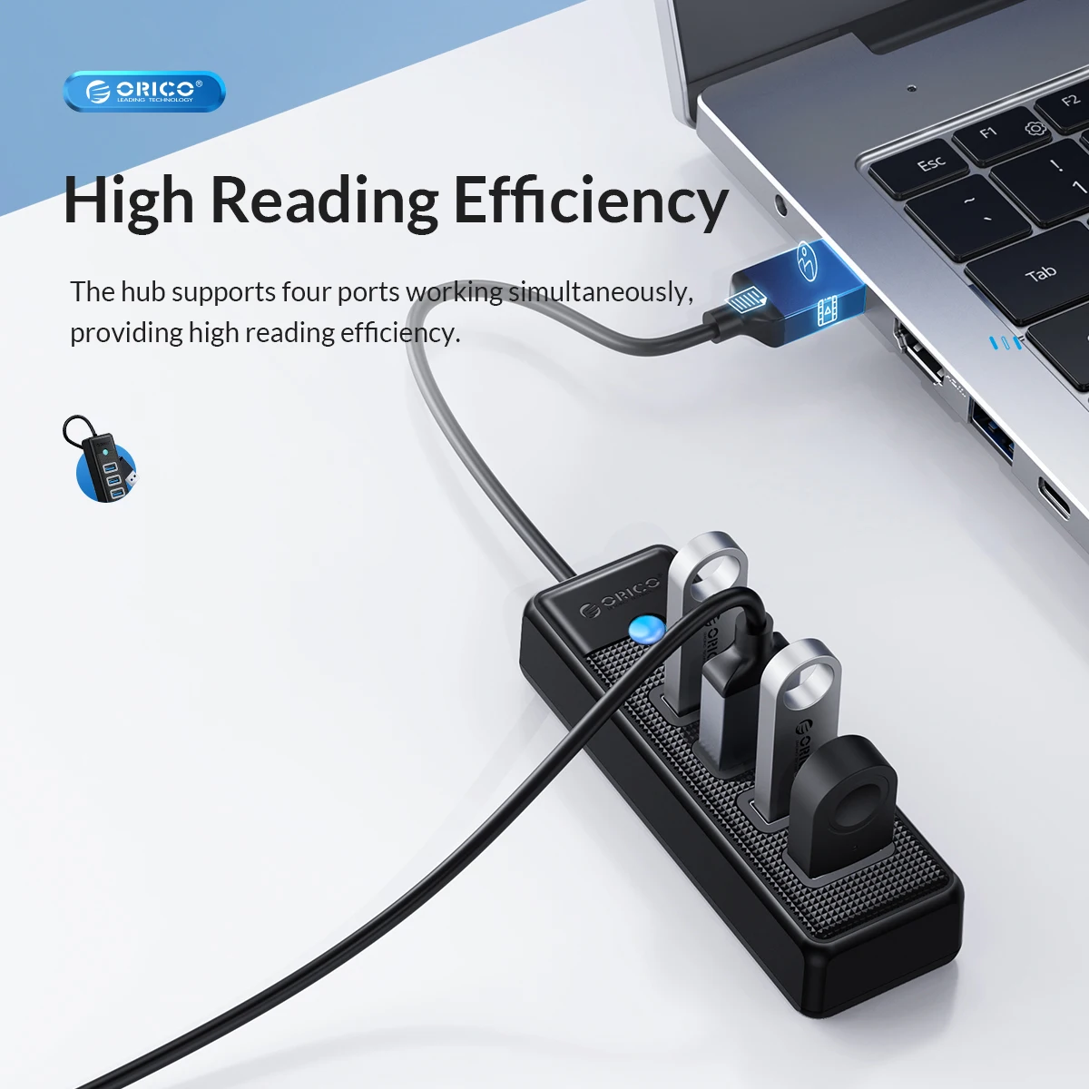 ORICO Usb Hub 4พอร์ต USB 3.0 5Gbps ความเร็วสูงประเภท C Splitter Usb Adapter สำหรับ PC อุปกรณ์คอมพิวเตอร์ usb Type C Adapter