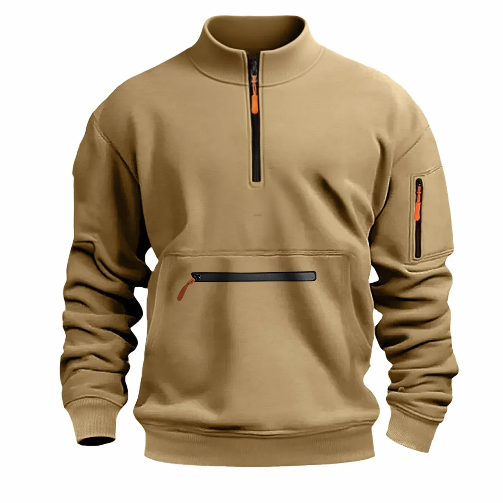 Men's Casual Fleece Hoodie with Zipper Stand Collar Soft Comfortable Fabric Best Selling Streetwear Independent Station