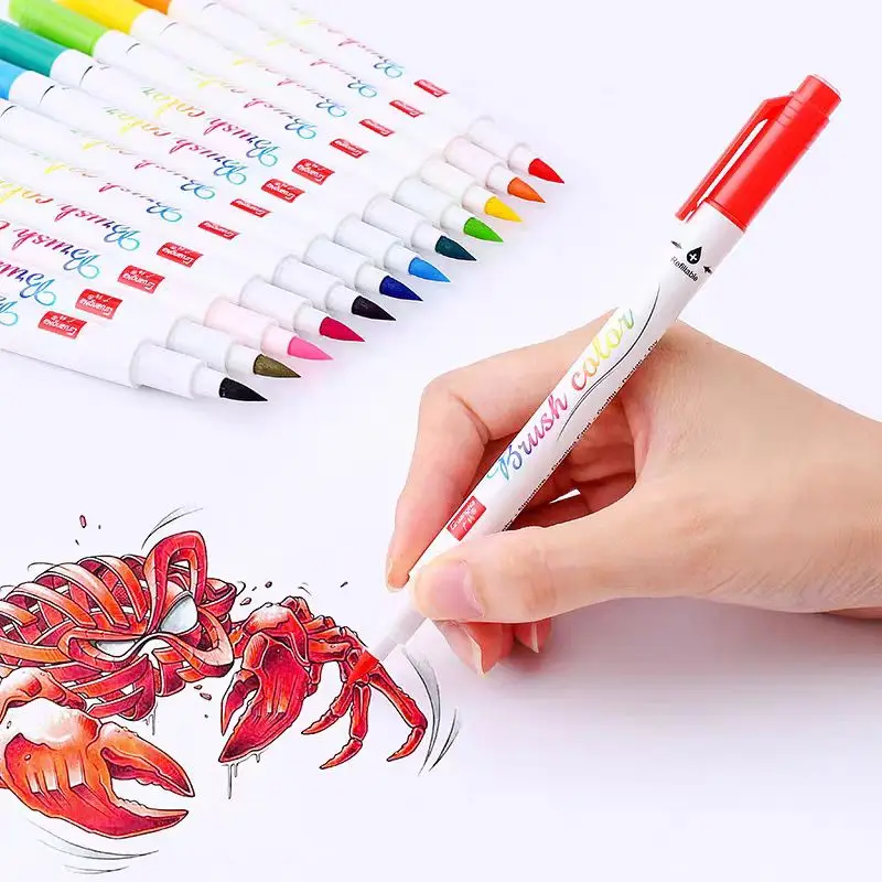 

Guangna Calligraphy Pen Soft Head Brush Calligraphy Beauty Pen DIY Hand Account/Painting/Signature Student Supplies 12 Colors