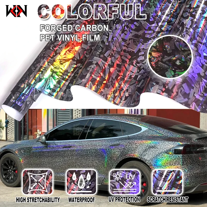 

PET Forged Carbon Fiber Vinyl Wrap High Glossy Car Carbon Film Black Vinyl Auto Tuning Motorcycle Sticker for Car Accessories