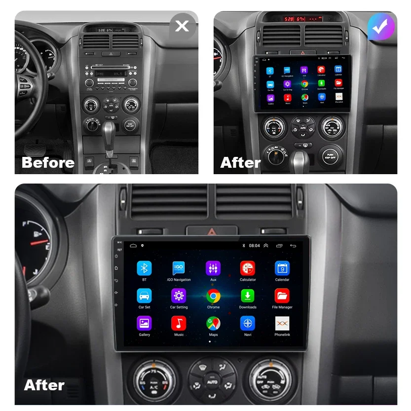 2din android 13 rádio do carro para suzuki grand vitara 3 2005 2012 2013 2014 2015 multimidia vídeo dsp 4g carplay gps navegação