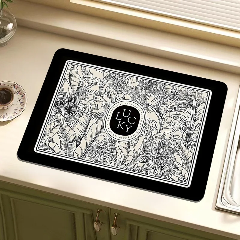New Antiskid Kitchen Absorbent Draining Mat Coffee Dish Drying Mat Kitchen Faucet Placemat Rugs Oven Microwave Dust Proof Cover