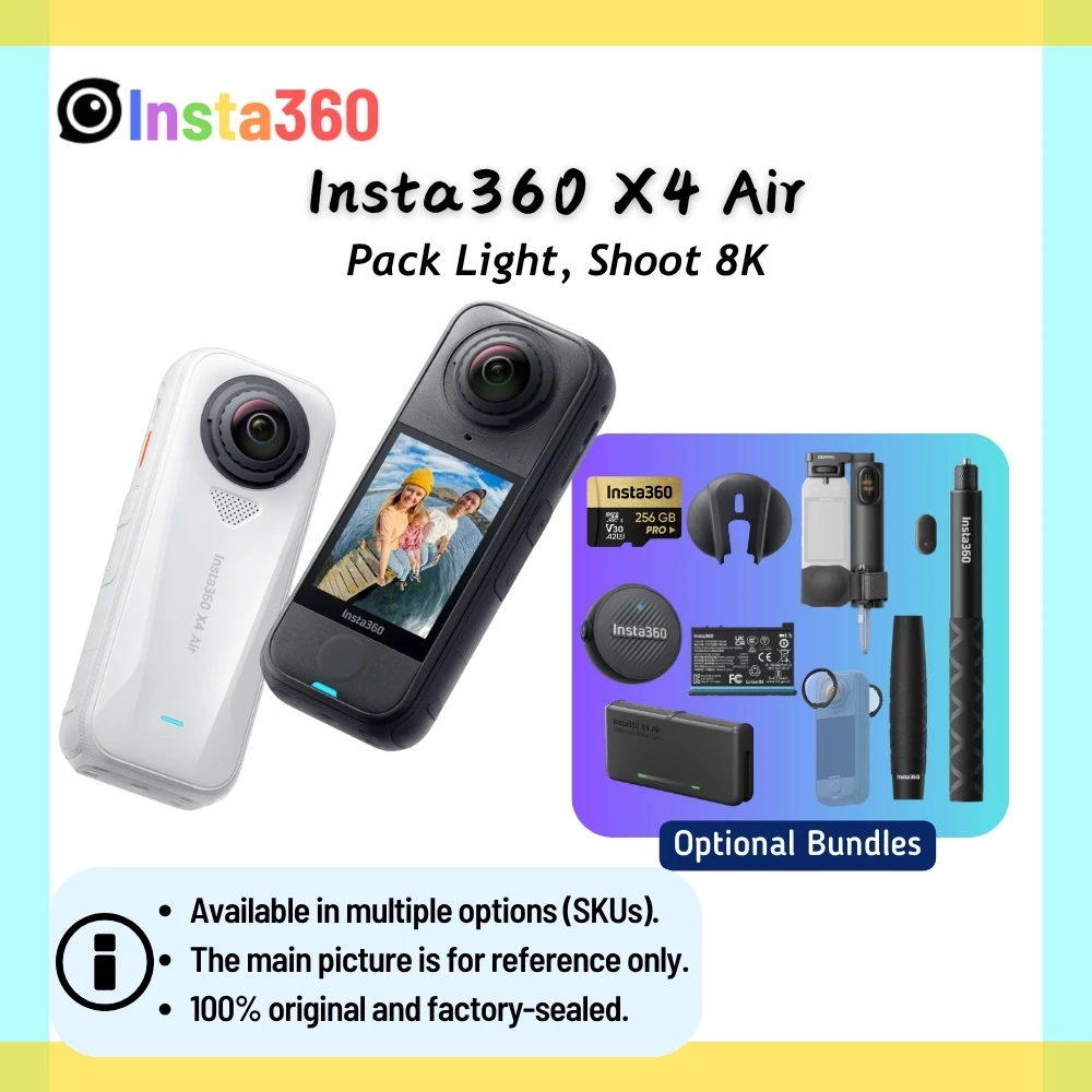 Insta360 X4 Air 2025 إطلاق جديد 360 كاميرا الحركة 8K 30fps خفيفة الوزن 165g عدسة قابلة للاستبدال Insta 360 كاميرا رياضية أصلية #1