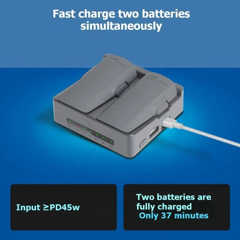 

Умная зарядная станция Smart PD с двумя слотами для быстрой зарядки аккумуляторов DJI NEO 2