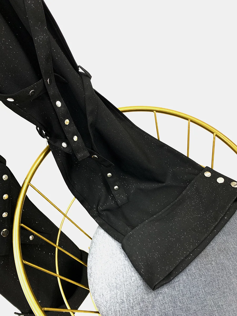 Metal Sparkling Babysbreath American Style Trousers Men's Trendy Loose Comfort Micro-flared Trousers Strap Design Knee Trousers