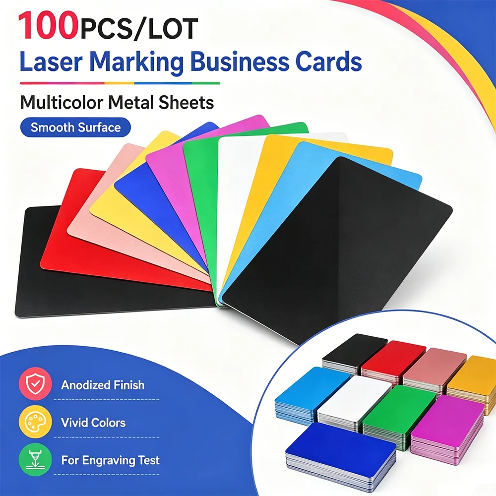 100PCS Multicolor Aluminum Alloy Business Card Metal Sheet Testing Material for Fiber Laser Marking Engraving Machine Accessory view 2