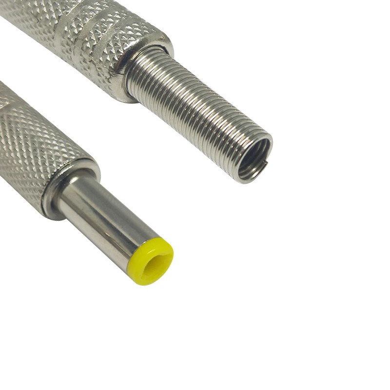 2Pcs Metal 5.5x2.5mm/5.5x2.1mm DC Power Jack Male Plug Metal Connector Adapter With Yellow Head