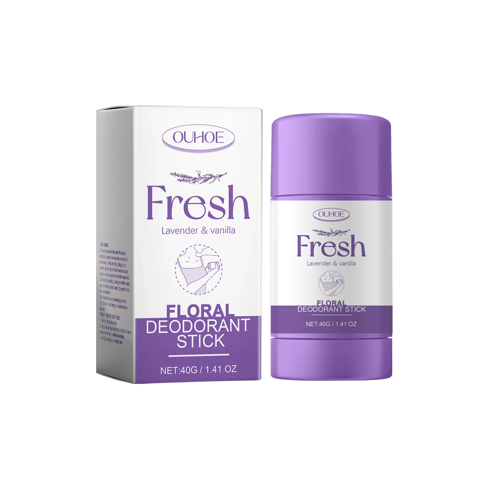 

Natural Deodorant Stick - Lavender & Vanilla Floral Scent, Aluminum-Free Formula, 40G