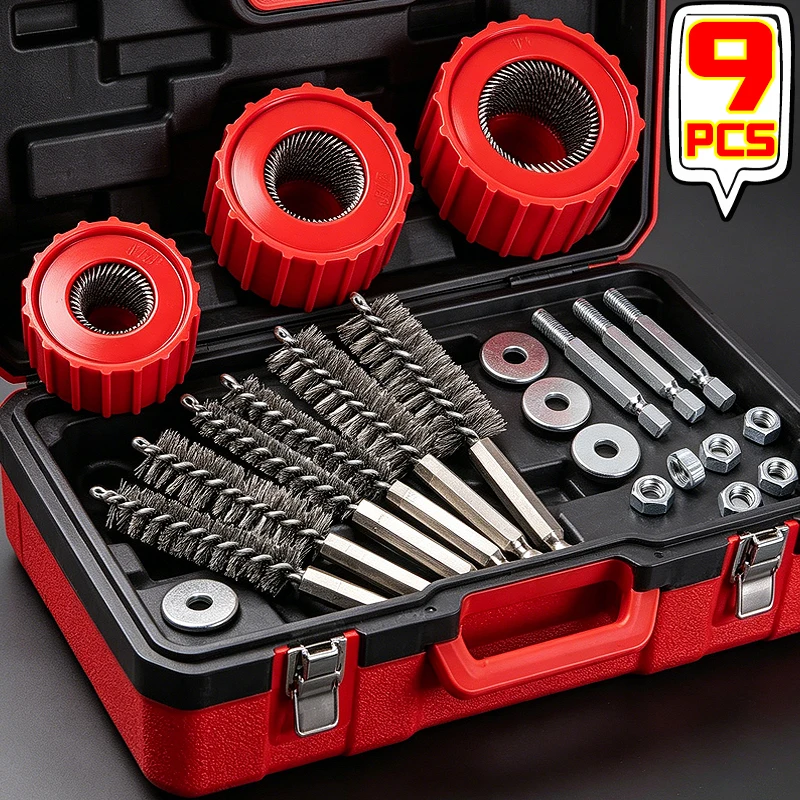 

3/9Pcs Copper Pipe Cleaner Set Twisted Wire Hole Cleaning Brushes Hex Shank Hand Drill Impact Screwdriver Hardware Supplies