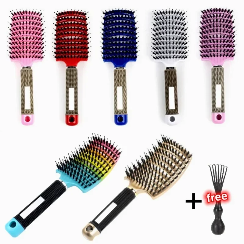 Hair Brush Detangling Hairbrush Bristle&Nylon Women's Wet Curly Hair Scalp Massage Comb Salon Hairdressing Styling Tools