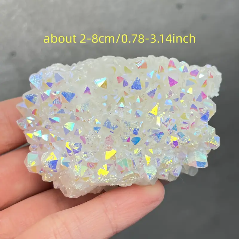 1pc Angel Aura Quartz Cluster, Rainbow Crystal Geode, Raw Natural Electroplating Quartz Rainbow Color, home decoration stones - Image 3