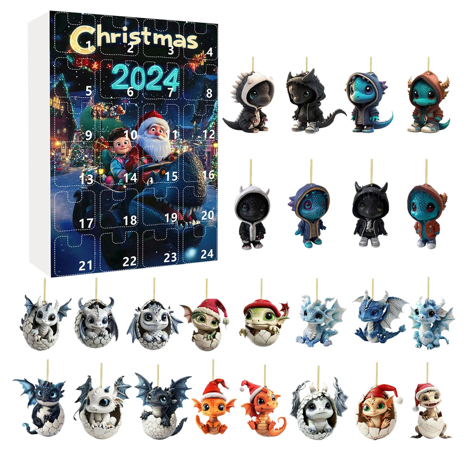 School Clock Timer Christmas Tree Dragon Pendant Advent Calendar 2024 24 Day Christmas Large Hour Glass with Sand for Kids