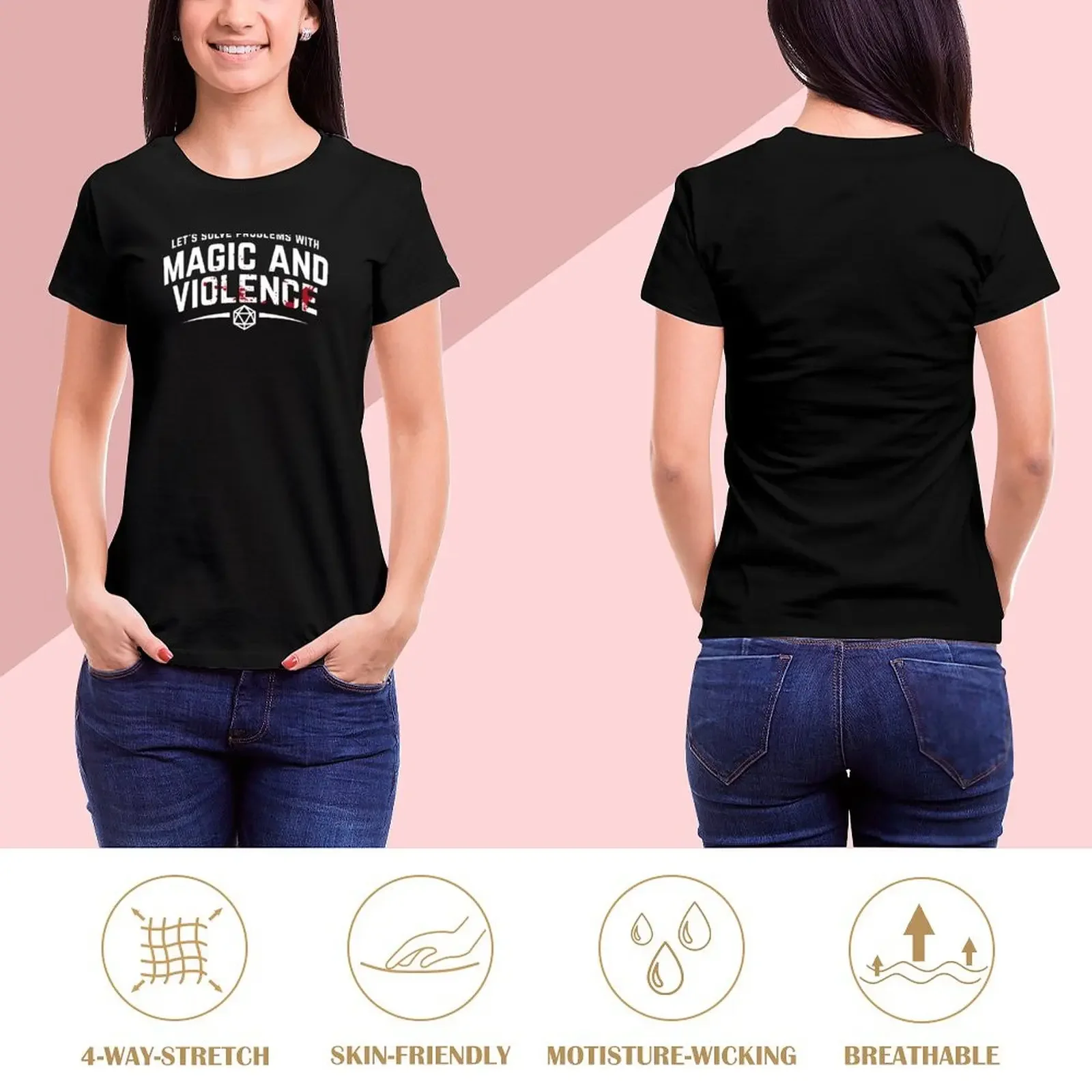 Let's Solve Problems With Magic and Violence - Funny DnD Gaming T-Shirt cute clothes customs funnys t-shirts for Women cotton