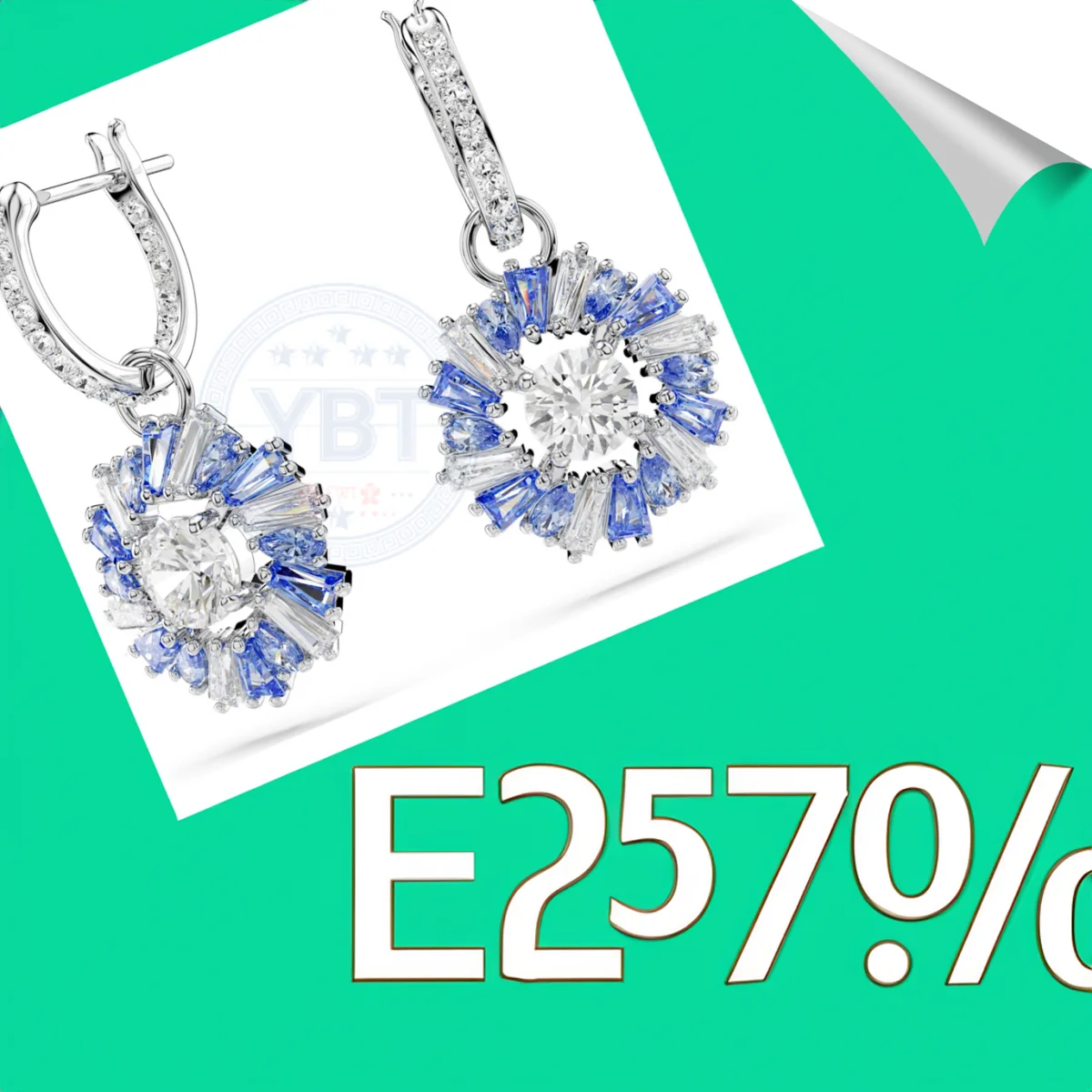 

​2025 Hot Sale! Blue & White Gradient Crystal Floral Earrings with Silver Hoop – Timeless Sparkling Elegance