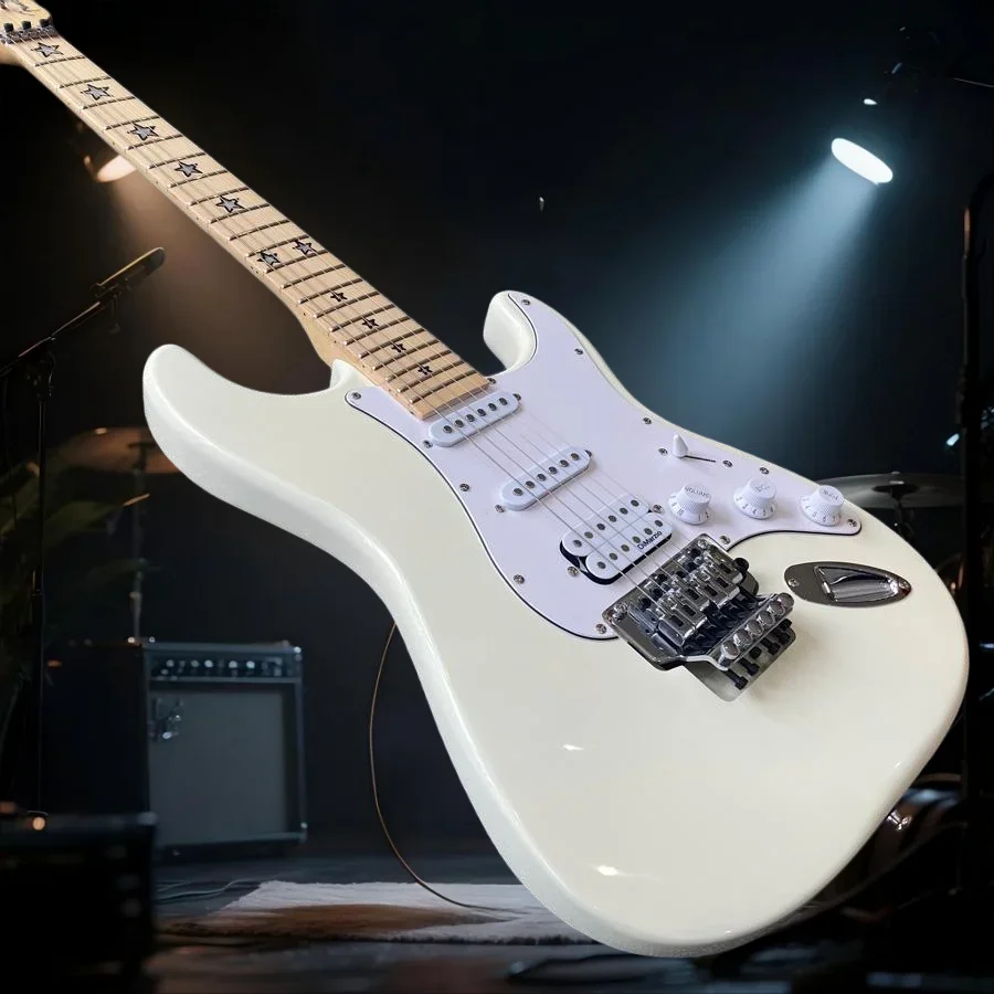 Guitarra ST blanca Pro Tour Grade edición profesional pastilla grande doble balancín SSH pastillas Alnus Body 2025