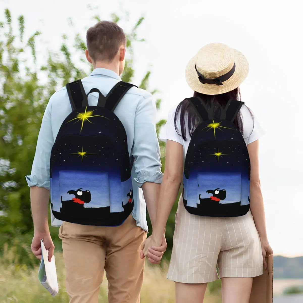 Mochila de lona personalizada para hombre y mujer, bolsa de libros de moda para colegio universitario, Terrier escocés, bolsos con estampado de dibujos animados