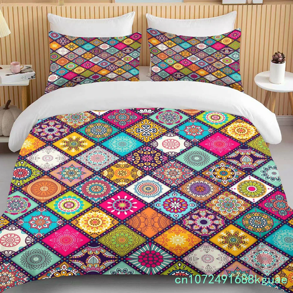 10 Sizes Mandala Printed Bedding Set Cartoon Anime Duvet Cover Comforter Cover Boys Girls Children Adults Twin King Gifts