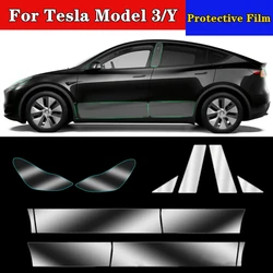 Car Front Door Rear Door Extended Protective Film For Tesla Model3/Y 2017-2023 Invisible Car Clothing PPF Lamp Protective Film