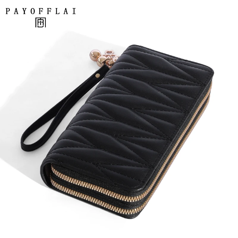 Genuine Madley Women's Tassel Long Wallet Business Card Holder Double Zipper PU Leather Clutch Luxury Wallet And Phone Bag