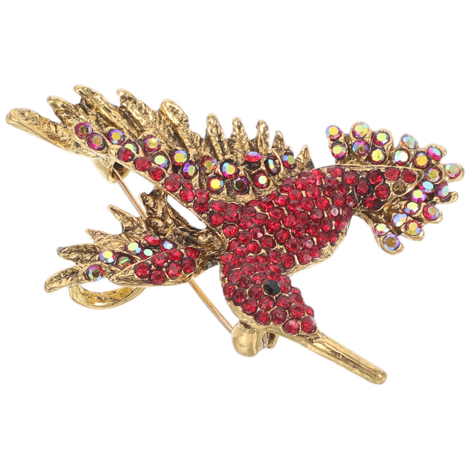 Animal Bird Brooch Pin Alloy Rhinestone Collar Jewelry Pins Red Rhinestones