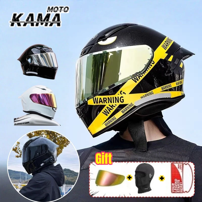 

Full Face Motorcycle Helmet Racing Safety Motocross Riding ECE Approved Cascos Para Moto Large Tail Wing Colored Lens casco moto