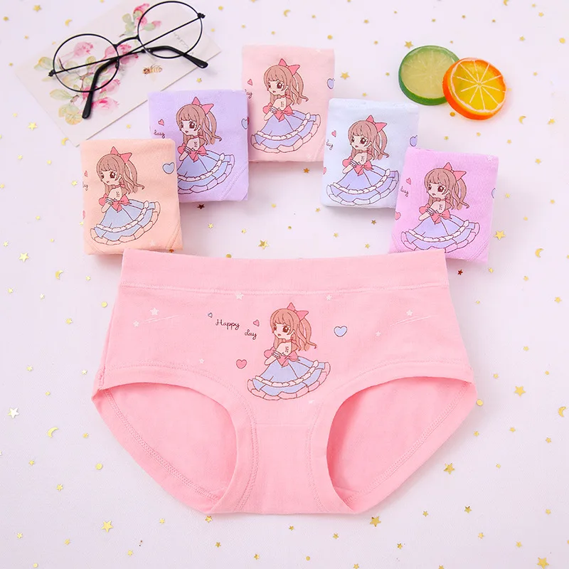 

1 Piece Assorted Style Cute Cotton Cartoon Girls Underwear Panties Girl Children Kids Soft Underpants Breathable Girls Briefs