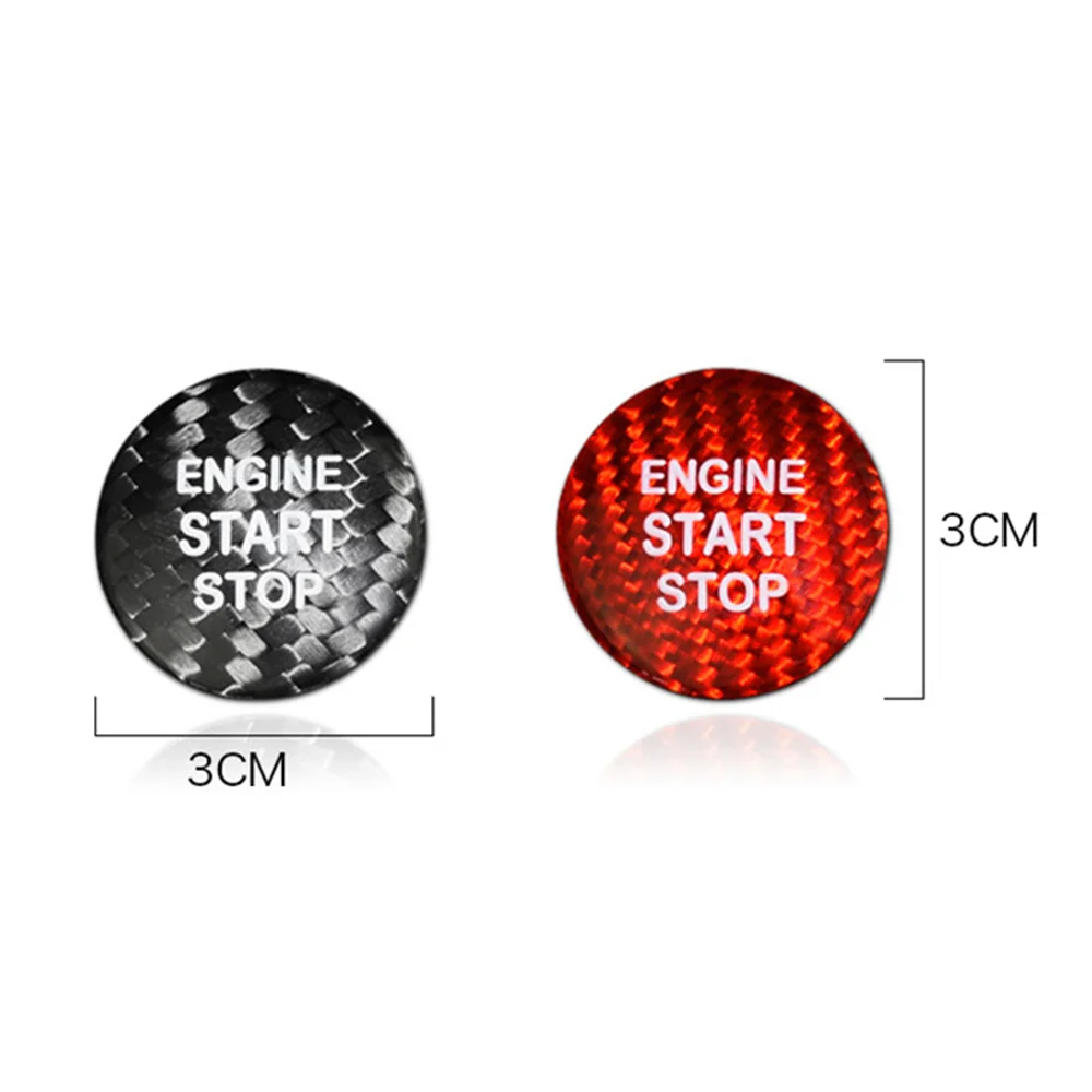 Carbon Fiber Car Engine Start Stop Switch Button Trim Cover Stickers for Toyota Corolla RAV4 Camry CHR (Red)