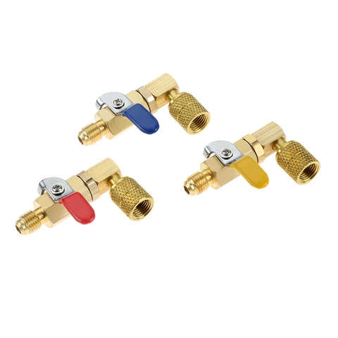 Шаровой кран R410A, 3 шт., набор запорных шаровых кранов 5/16 дюйма, переходник SAE на 1/4 дюйма, переходник SAE для кондиционера R410A R32, мини-раздельная система для хладагента