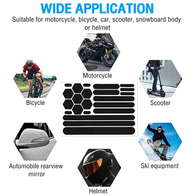 Reflective Stickers For Helmets Self-adhesive Reflective Tape For Helmets Bike Motorcycle Scooter Cycling Accessories