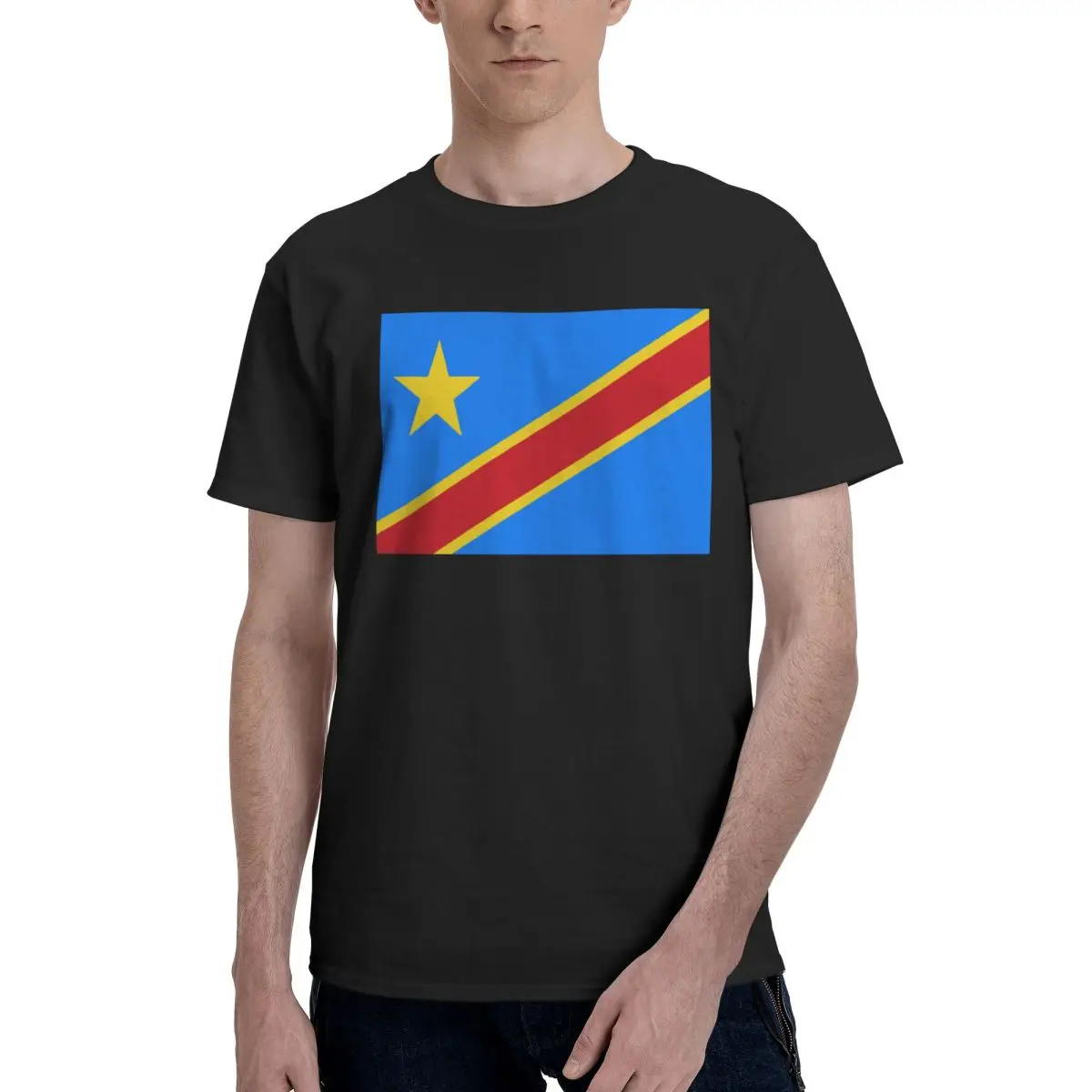 Flag Of Congo Kinshasa Zaire Washed T-Shirt Mens Streetwear Casual T-Shirts Summer O Neck Trendy Tee Shirt Print Big Size Tops