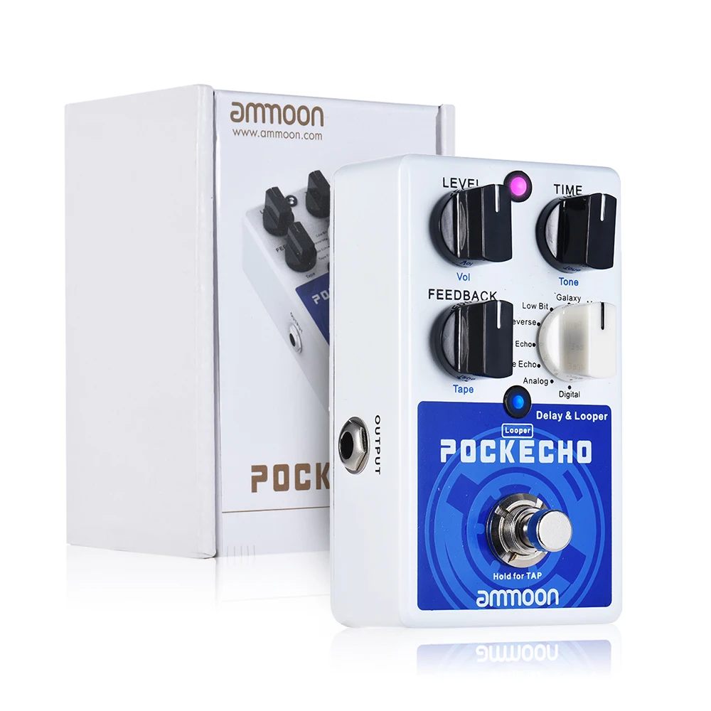 POCKECHO Delay Looper Guitar Effect Pedal 8 Delay Effects Max. 300s Loop Time Tap Tempo Function True Bypass Guitar Accessories