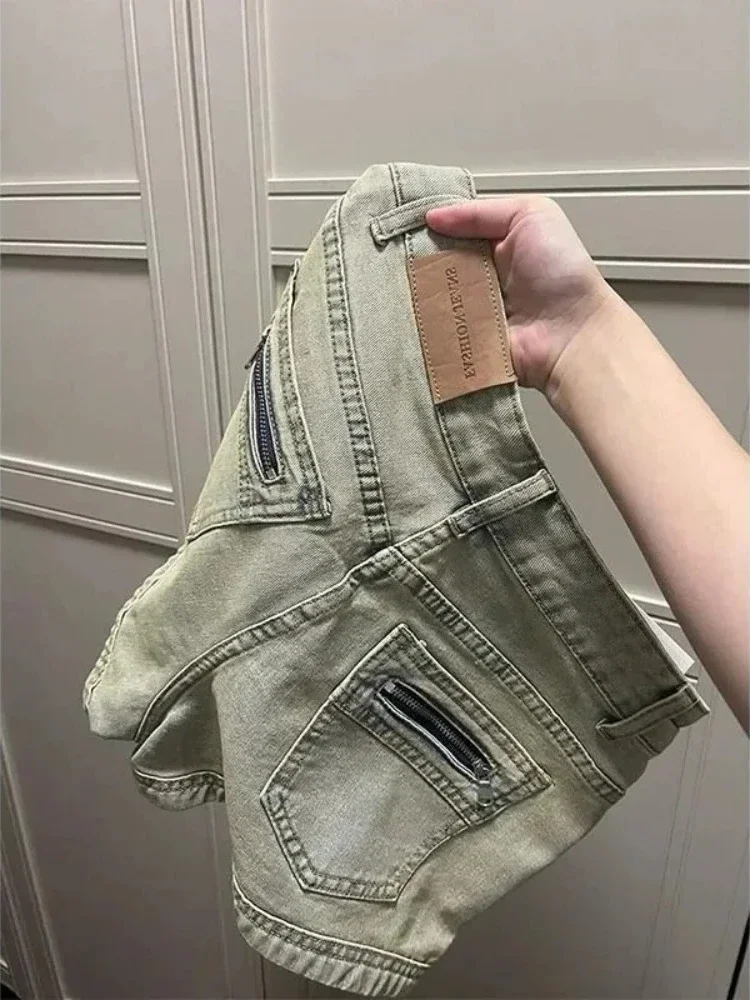 

Stretchy Jeans Fro Women 2025 Summer High Waisted American Spicy Shorts with Slimming Straight Leg and A-Line Cut Denim Shorts