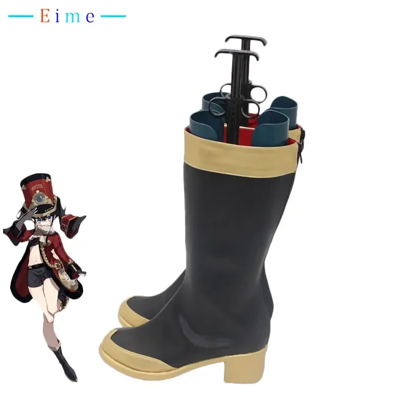 Buty do Cosplayu Honkai Star Rail Pom Pom, Skórzane PU, Botki Halloweenowe, Rekwizyty Cosplay, Szyte na Miarę