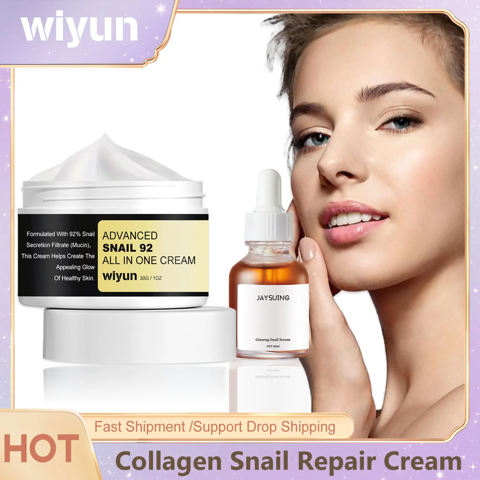 

Snail Mucin Moisturizer Hydrating Serum for Face with Collagen Snail Mucin Serum Snail Moisturizer Cream Snail Repair Serum Hyd