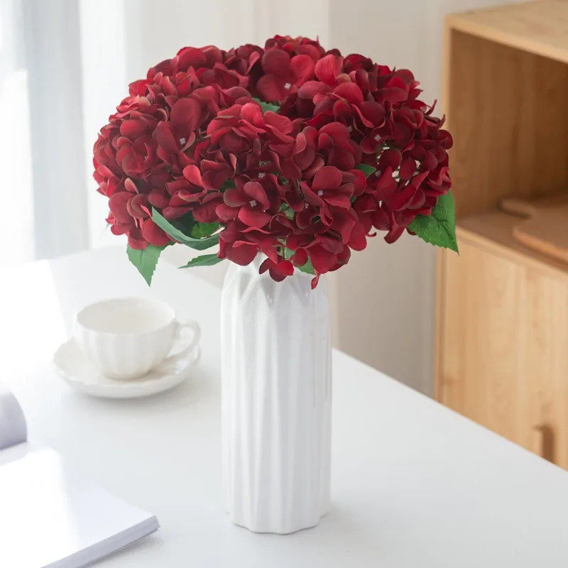 6 Stück Künstliche Blumen, Kunstseiden-Hortensien, Brautstrauß, Hochzeitsdekoration, Wohnzimmer-Tisch-Accessoires, Garten-Festival, Günstig – Detail 12