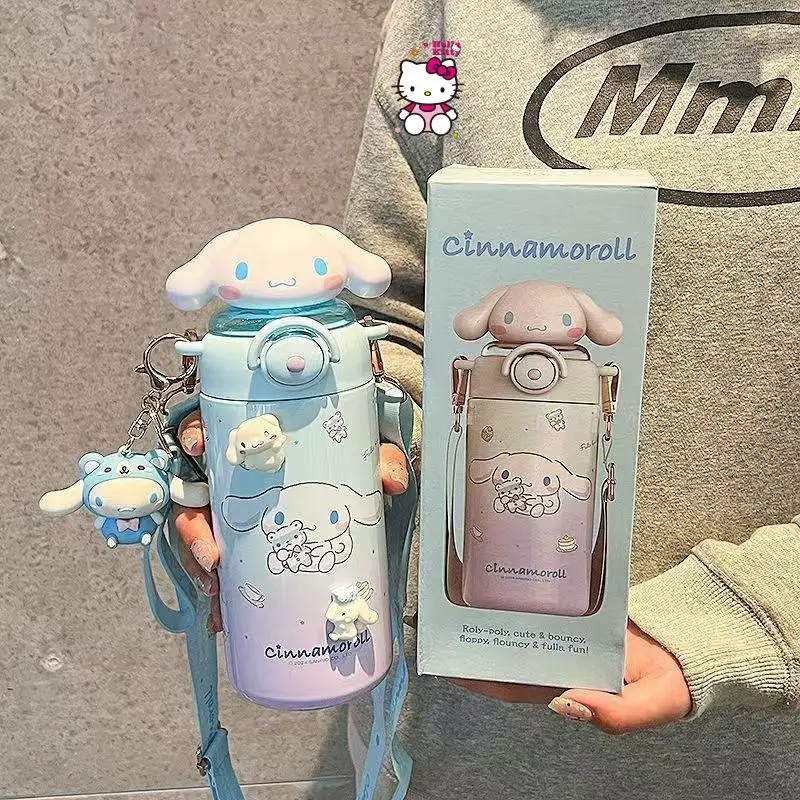 

Sanrio Insulation Cold Cup Hello Kitty 316 Material 600Ml Straw Cold Cup Genuine Children Gift Water Cup Straw Portable Cup