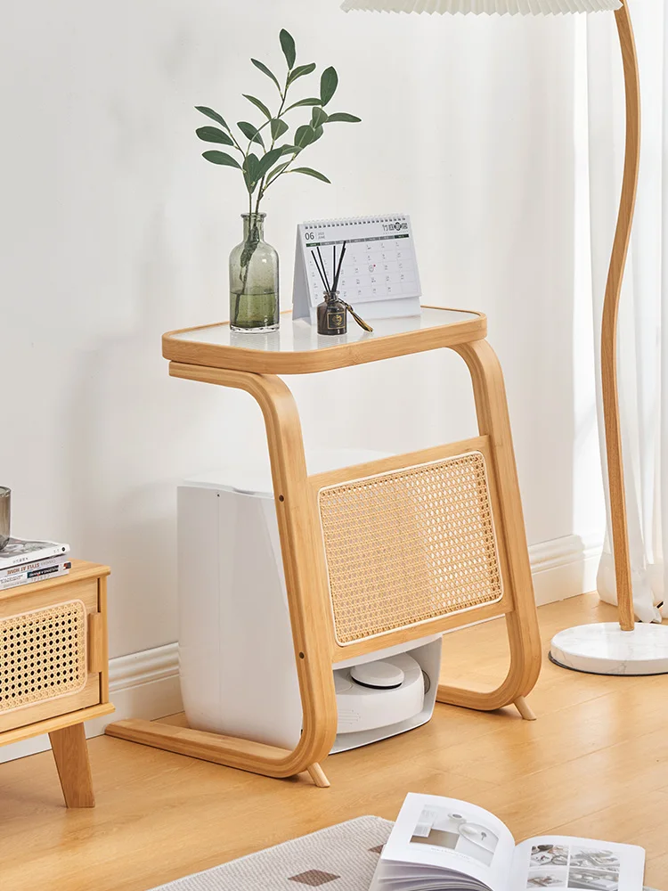 

Narwal sweeping robot shelf bedroom bedside storage side cabinet living room sofa removable rattan edge few