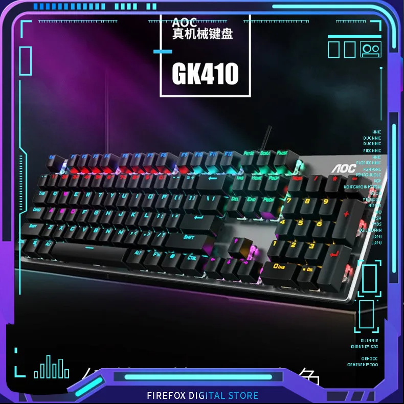 

AOC GK410 Wired Mechanical Keyboard RGB Metal Panel Waterproof 104keys Ergonomic Design Desktop Computer Laptop Gaming Keyboard