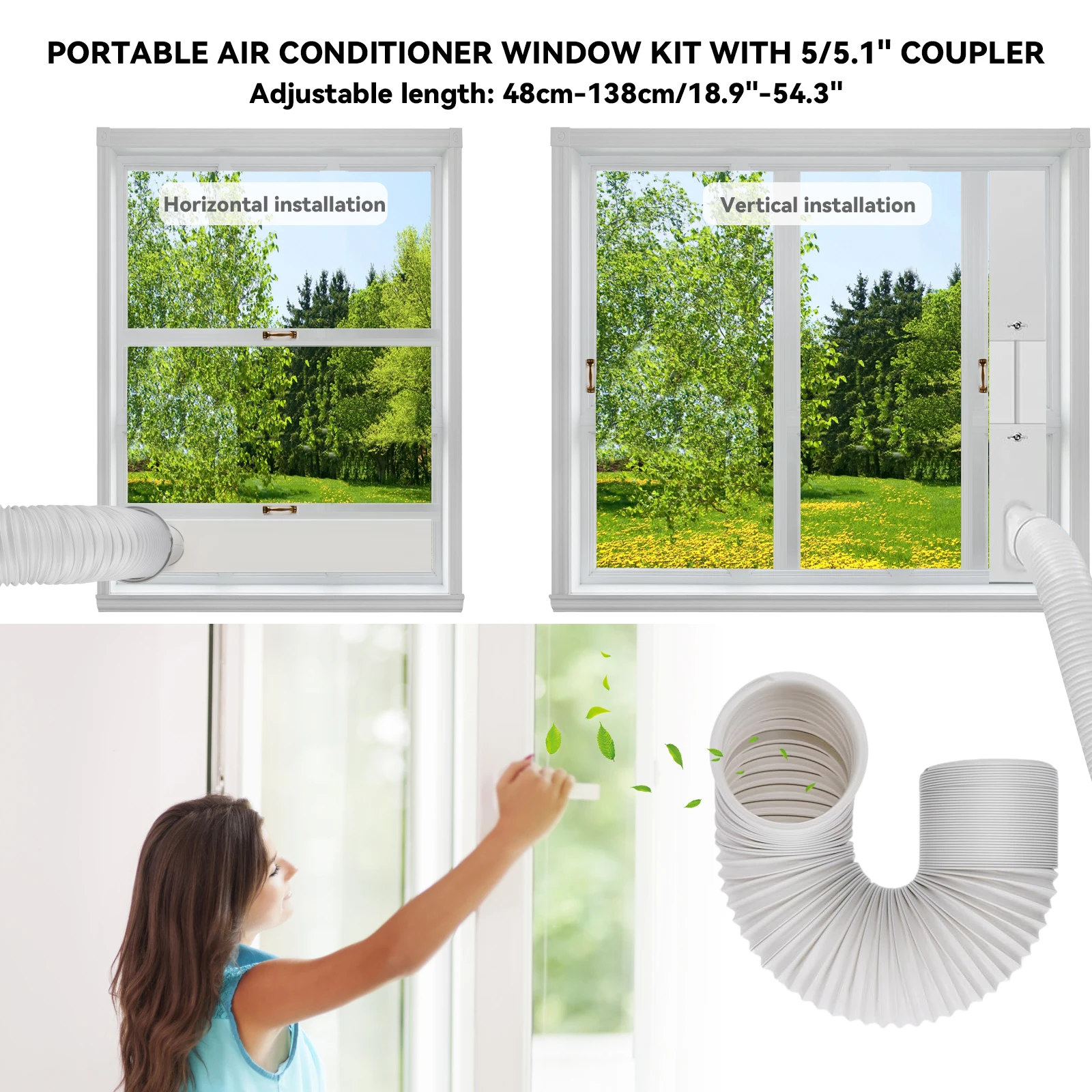 Kit de raccordement pour climatiseur PCX5R-18MA : Plaque d'étanchéité de fenêtre et tuyau d'évacuation – Accessoire pour refroidisseur d'air