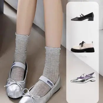 5雙裝純色寬鬆長襪鏤空透氣春夏女襪韓版女襪 10 最佳銷售 寬鬆的襪子 - №9