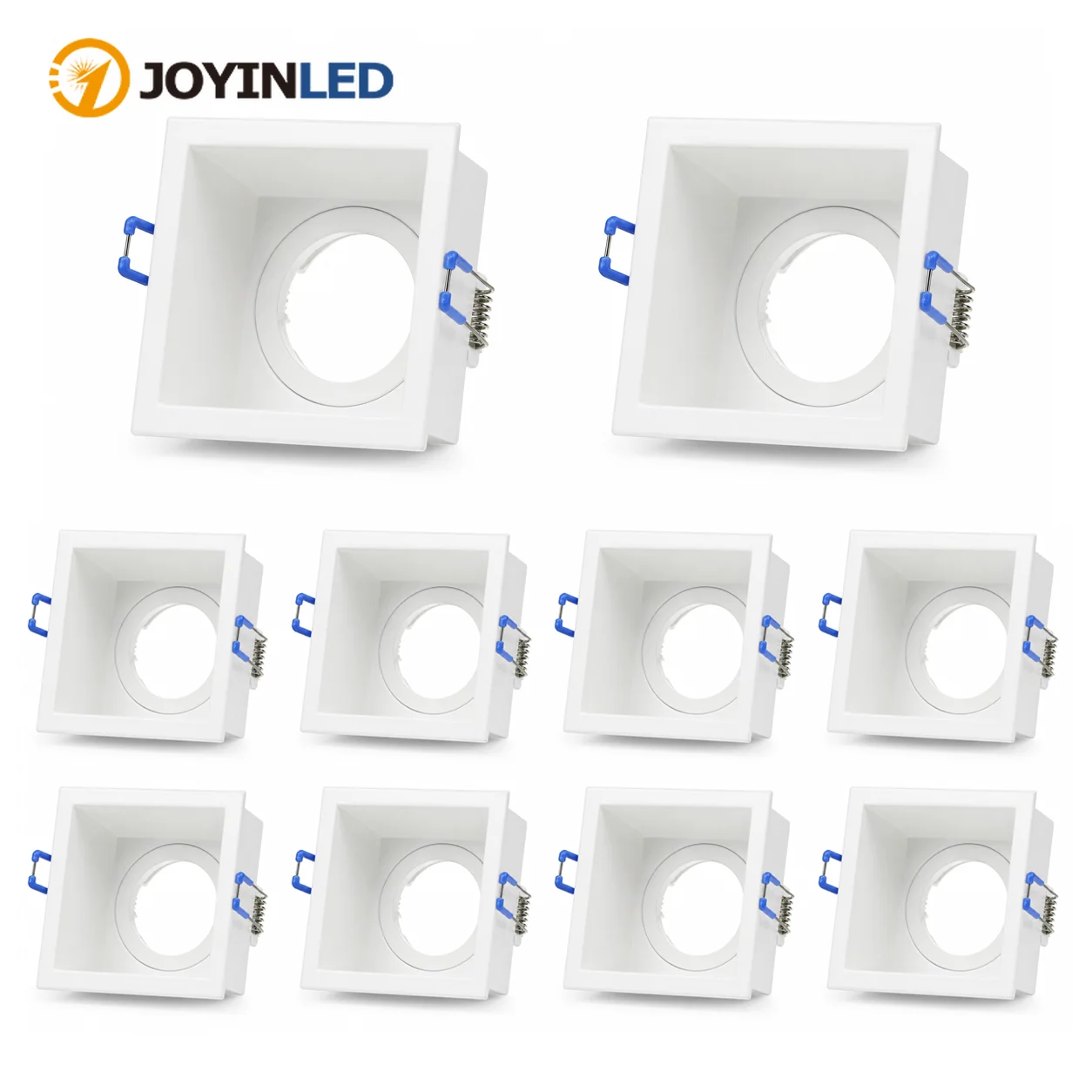 JOYINLED 1/10PCS Square Recessed Downlight Frame MR16 GU10 LED Spotlight Trim Fixture Ceiling Light Mounting Ring 80mm Cutout