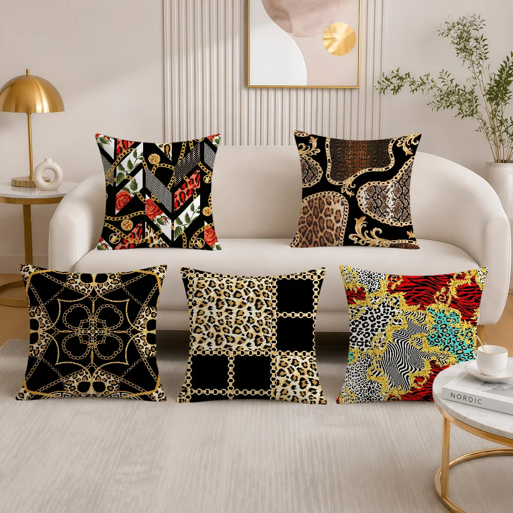 Vintage Baroque Style Leopard Snakeskin Cushion Cover Soft Pillowcovers Hogar Sofa Living Room Home Bed Decor Pillowcase Gift
