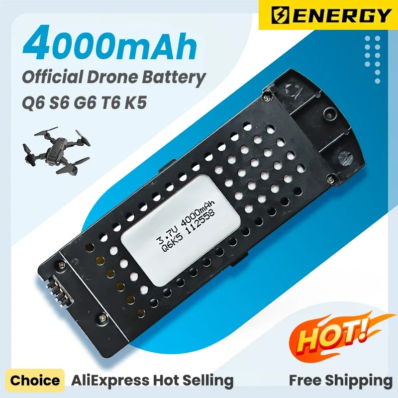 Q6 Drone Battery 4000mAh Official 3.7V LIPO Battery for S6 Q6 T6 G6 K5 8K RC Drone Batteries Quadcopter Spare Parts