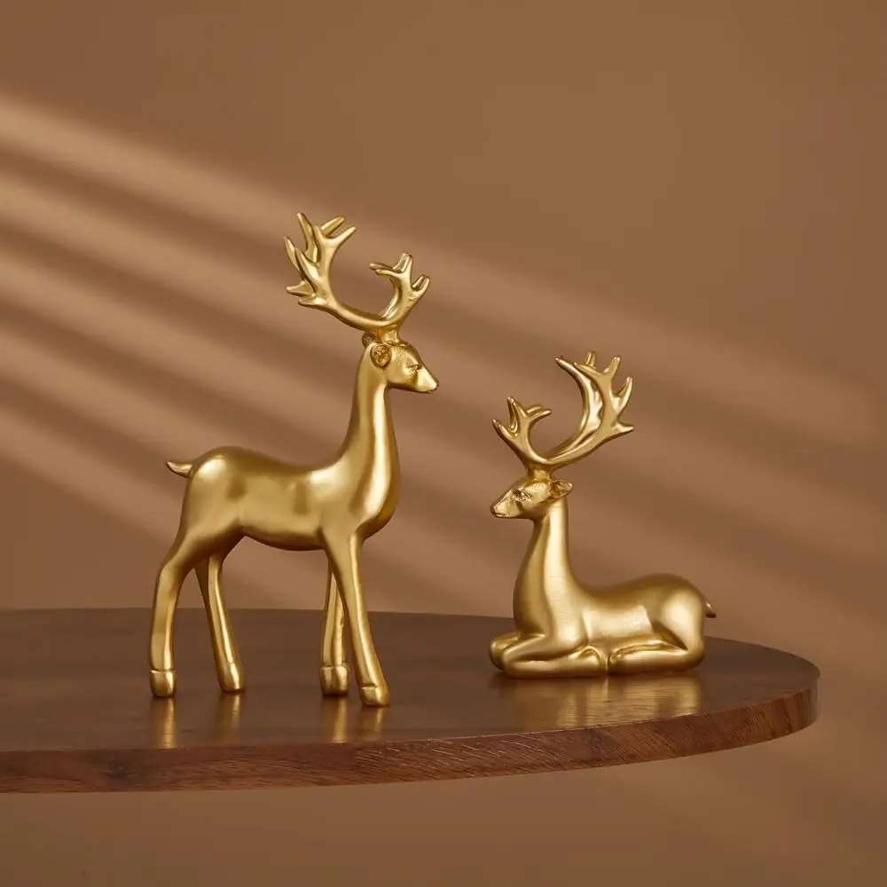 Creative Deer Desktop Ornament Sitting/Standing Position Modern Christmas Deer Statue Exquisite Durable Elk Figurine Table Decor